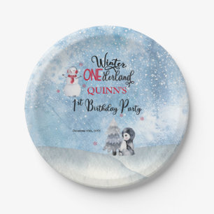 Assiettes En Carton Pingouin   Snowman Winter ONEderland 1er anniversa