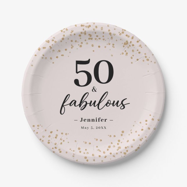 Assiettes En Carton Pink 50 et fabuleuse fête d'anniversaire (Devant)