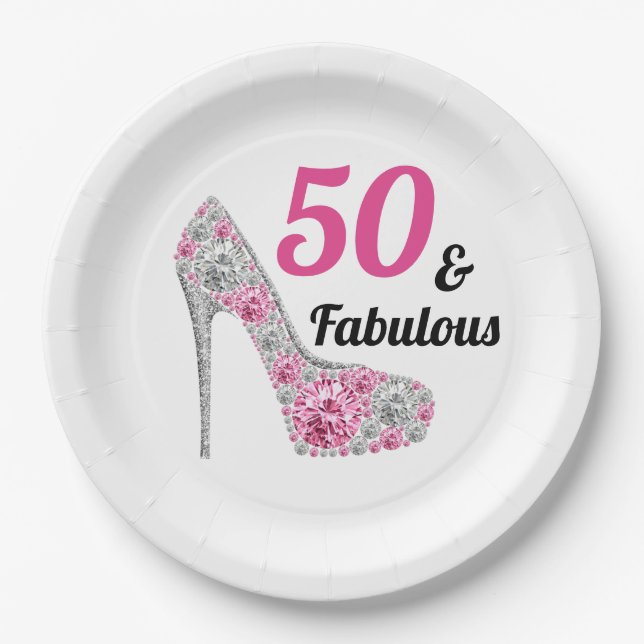 Assiettes En Carton Pink 50 et fabuleuse fête d'anniversaire (Devant)