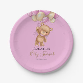 Assiettes En Carton PINK À Ballons Ours Teddy