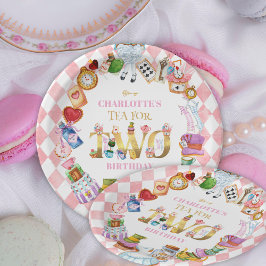 Assiettes En Carton Pink Alice in Wonderland Tea for Two Birthday  
