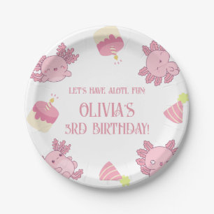 Assiettes En Carton Pink Axolotl enfants Amusons-nous à l'lotl Anniver