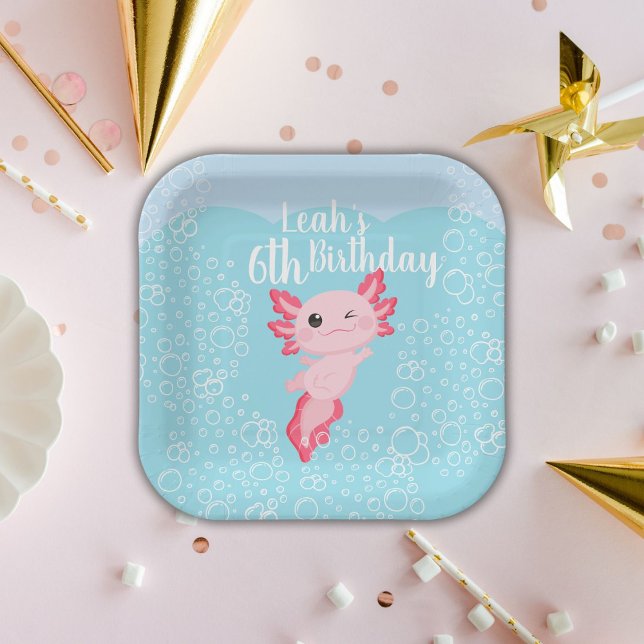 Assiettes En Carton Pink Axolotl fête d'anniversaire (Créateur téléchargé)