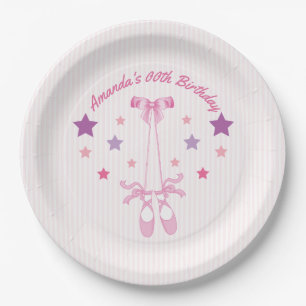 Assiettes En Carton Pink Ballerina thème fête d'anniversaire personnal