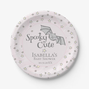 Assiettes En Carton Pink Batty, Stars & Moons Éffrayant mignon