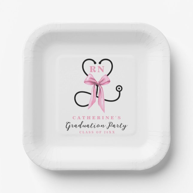 Assiettes En Carton Pink Bow Infirmière inscrite (Recto)