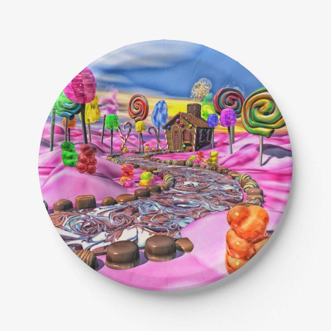Assiettes En Carton Pink Candyland - (Devant)