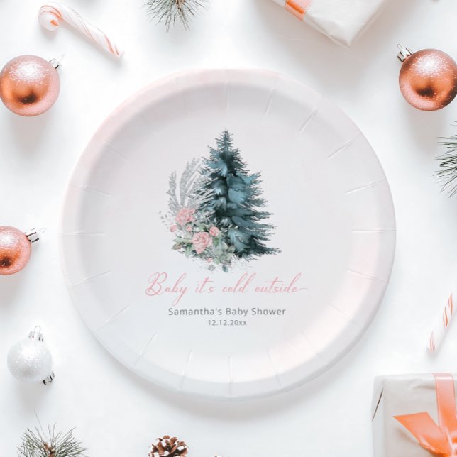 Assiettes En Carton Pink Christmas Baby its cold outside  (Créateur téléchargé)