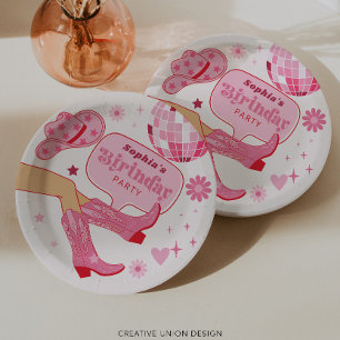 Assiettes En Carton Pink Cowgirl Anniversaire Fête Let's Go Girls
