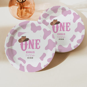 Assiettes En Carton Pink Cowgirl ONE Premier Rodéo 1ère fête d'anniver