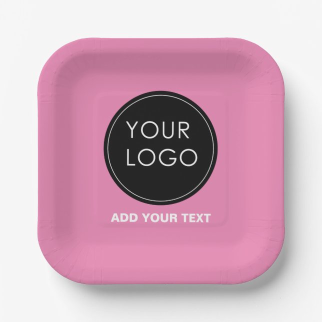 Assiettes En Carton Pink Custom Logo Entreprise Activité (Recto)