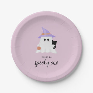 Assiettes En Carton Pink Cute Ghost Halloween 1er anniversaire fille