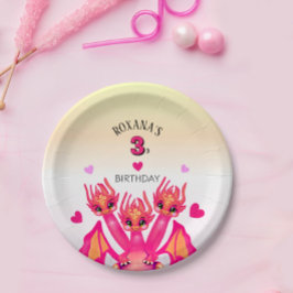 Assiettes En Carton Pink dragon