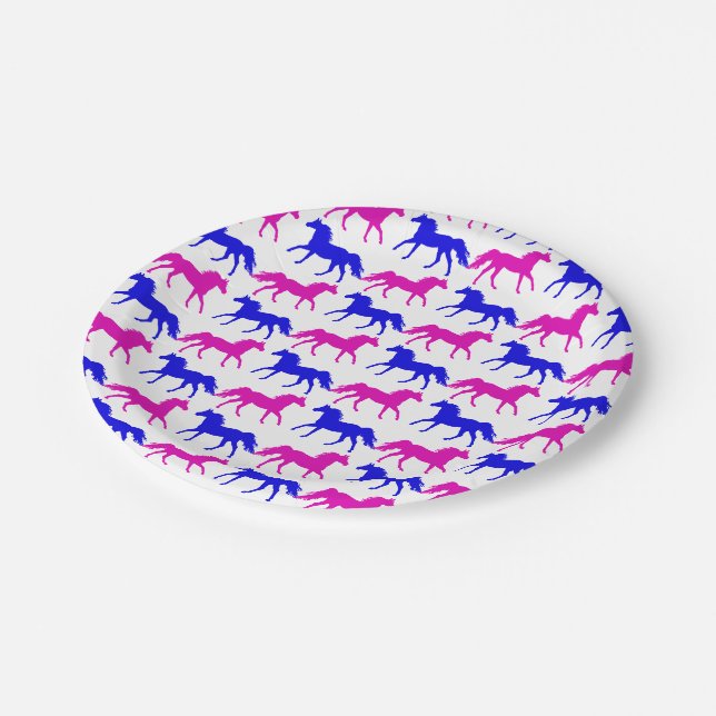 Assiettes En Carton Pink Filly & Colt Bleu Style occidental Révélation (Angle)