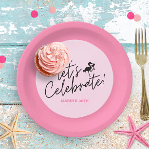 Assiettes En Carton Pink Flamant rose Beach Party Tropical Anniversair