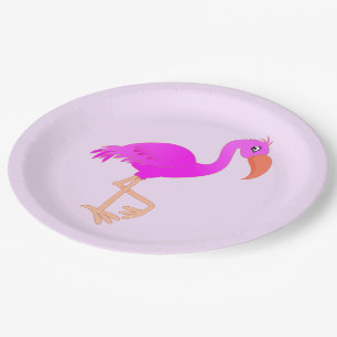 Assiettes En Carton Pink Flamingo Paper Plates - Happy Party