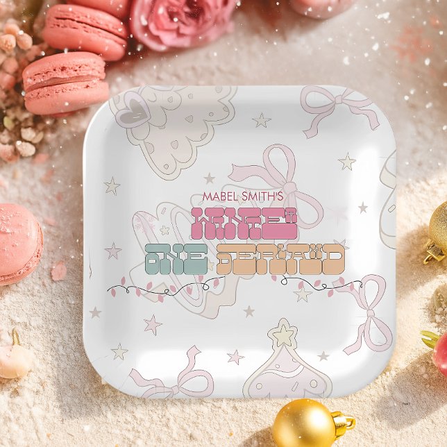 Assiettes En Carton Pink GingerPread Winter Onederland 1er anniversair (Créateur téléchargé)