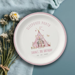 Assiettes En Carton Pink Girls Tent Slepover Stwood Anniversaire Fête