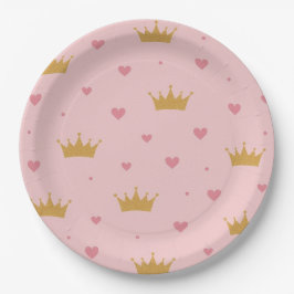 Assiettes En Carton Pink & Gold Princess Pattern Paper Plate
