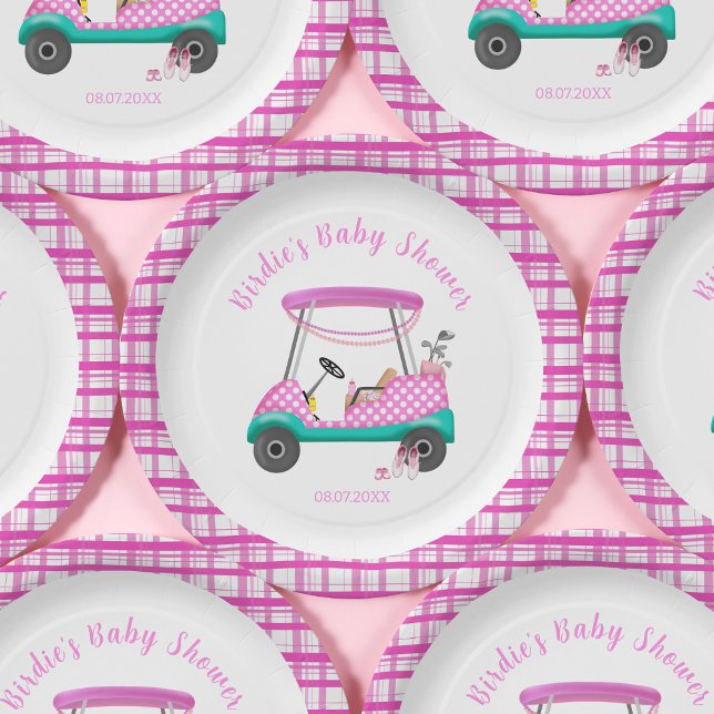 Assiettes En Carton Pink Golf Panier Bébé Fournitures Baby shower (Créateur téléchargé)