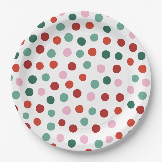 Assiettes En Carton Pink, Green et Red Confetti Christmas Kids (Devant)