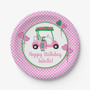 Assiettes En Carton Pink & Green Golf Thème Fête Personnalisée