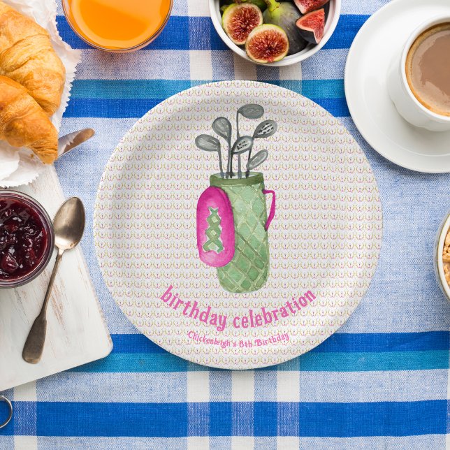 Assiettes En Carton Pink Green Masters Golf Anniversaire (Créateur téléchargé)