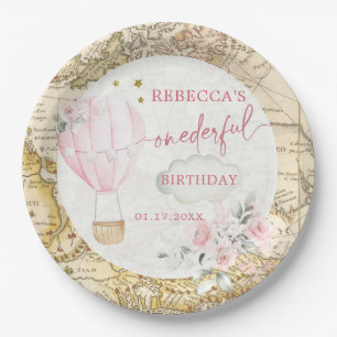 Assiettes En Carton Pink Hot Air Balloon N'est-elle pas Onerderful Ann