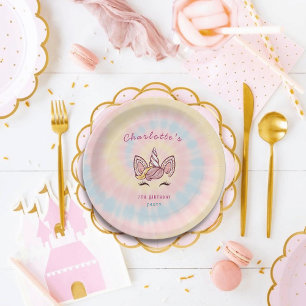 Assiettes En Carton Pink Magic cravate de licorne couleur or parties s