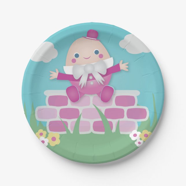 Assiettes En Carton Pink mignon Baby shower vide (Devant)