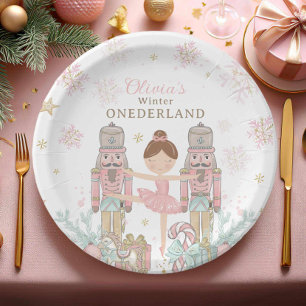 Assiettes En Carton Pink Nutcracker Winter Onederland 1er anniversaire