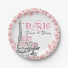 Assiettes En Carton Pink Paris Sweet 16 Anniversaire