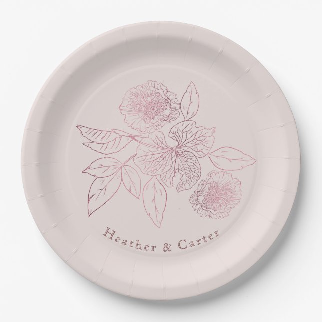 Assiettes En Carton Pink Pearl Botanique (Devant)