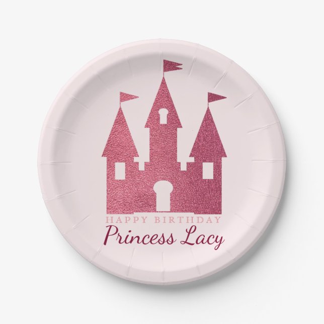 Assiettes En Carton Pink Princess Castle fête d'anniversaire (Devant)