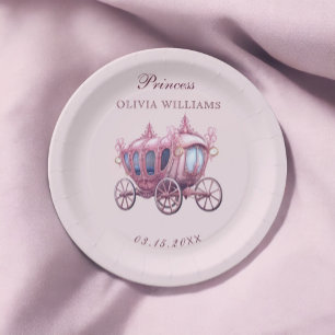 Assiettes En Carton Pink Princess Royal Carriage Fairytale Anniversair