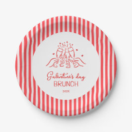 Assiettes En Carton Pink Red Galentine's Party