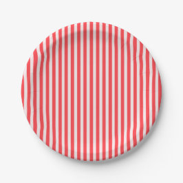 Assiettes En Carton Pink Red Stripes Party