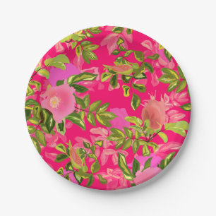 Assiettes En Carton Pink rose hanche, rose rose sauvage hanche
