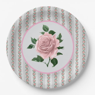 Assiettes En Carton Pink Roses 
