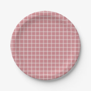 Assiettes En Carton Pink Simple En vichy Baby shower neutre pour les f