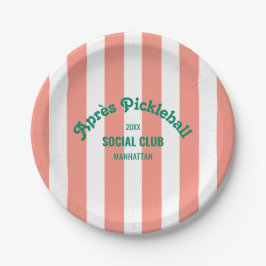 Assiettes En Carton  Pink Stripe Retro Après Pickleball Social Club