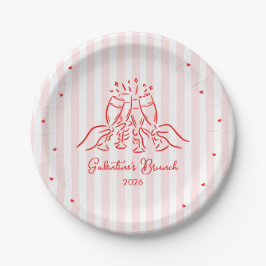 Assiettes En Carton Pink Stripes Galentine's 