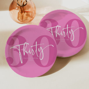 Assiettes En Carton Pink Trente-trentième fête d'anniversaire