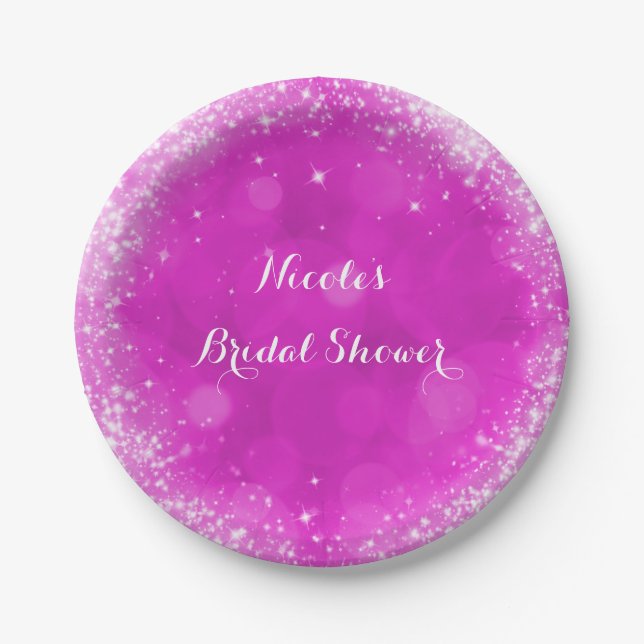 Assiettes En Carton Pink & White Sparkle Cinderella N'importe quelle f (Devant)