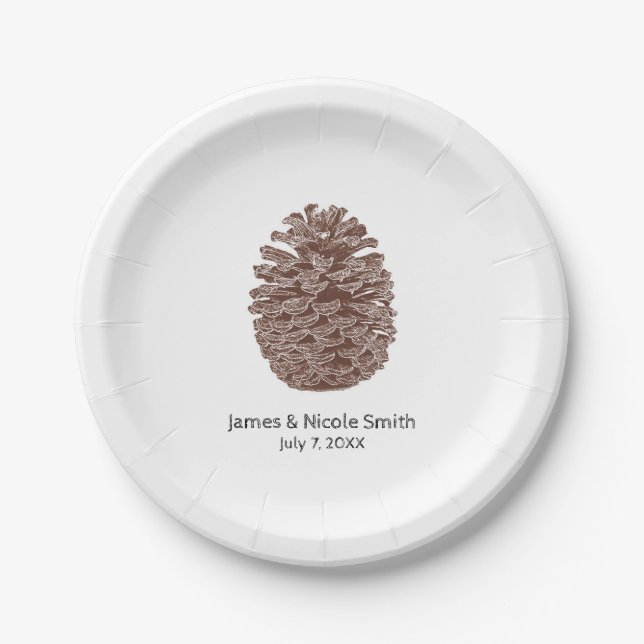 Assiettes En Carton Pins rustiques Mariage campagnard simple (Devant)