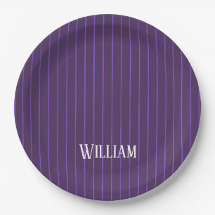 Assiettes En Carton Pinstripes pourpres