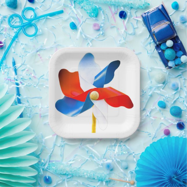 Assiettes En Carton Pinwheel américain (Fête)