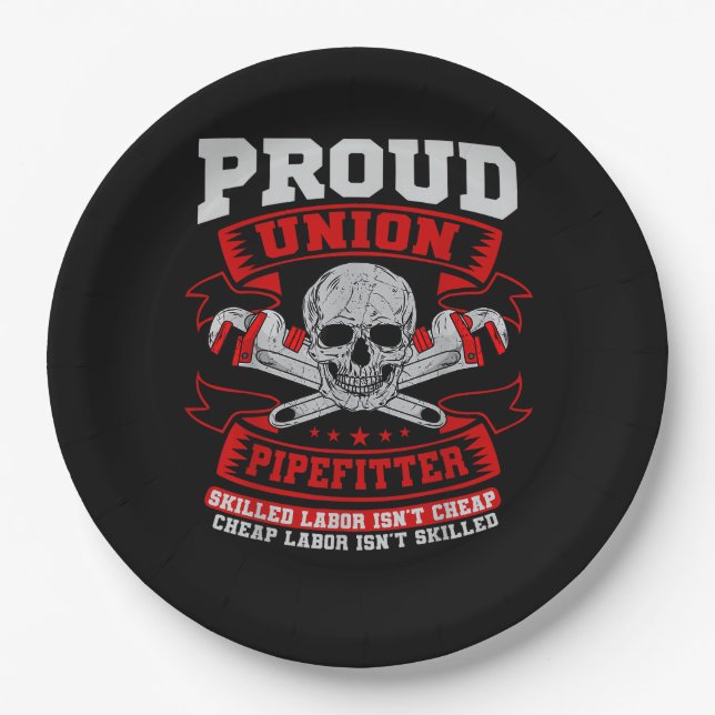 Assiettes En Carton Pipefitter Steamfitter Plumber - Main-d'oeuvre qua (Devant)