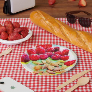 Assiettes En Carton Pique-nique de framboises et d'amandes