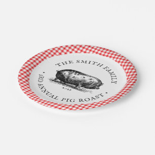 Assiettes En Carton Pique-nique Vintage  Pig Roast, événement  Famille